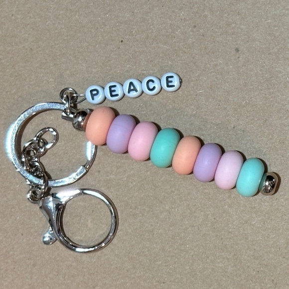 Silicone Inspirational Beaded Keychain - Peace - Picture 2 of 2